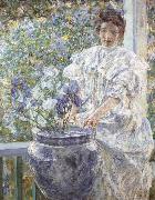 Robert Reid Woman with a Vase of Irises oil on canvas